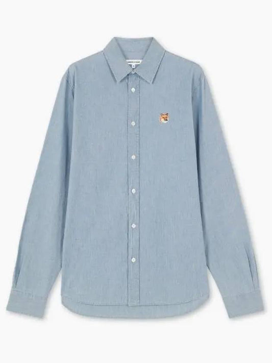 Fox Head Classic Cotton Long Sleeve Shirt Blue - MAISON KITSUNE - BALAAN 2