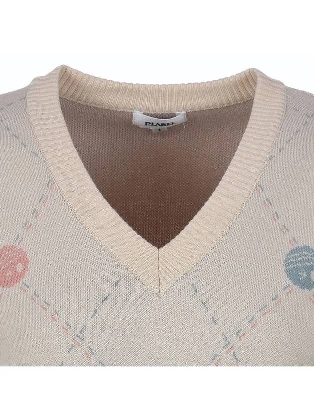 Flee diamond pattern knit vest MK3SV020BEG - P_LABEL - BALAAN 6