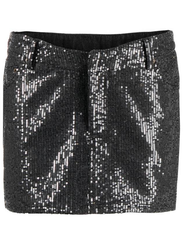 Rotate Ladies Black Sequin Twill Mini Skirt Brand Size 40 US Size 6 - ROTATE - BALAAN 1