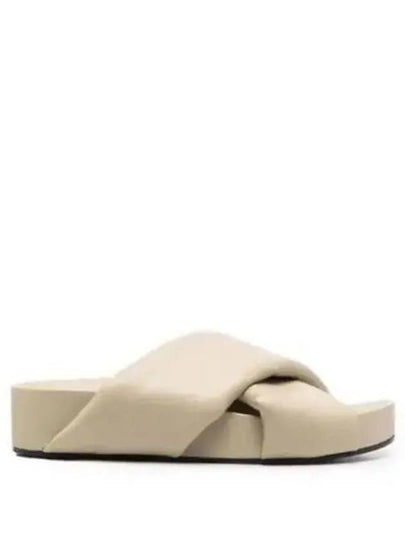 Padded Cross Leather Slippers Beige - JIL SANDER - BALAAN 2