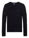 Embroidered Logo Pony Cable Knit Top Black - POLO RALPH LAUREN - BALAAN 2