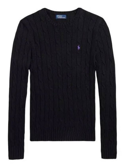 Embroidered Logo Pony Cable Knit Top Black - POLO RALPH LAUREN - BALAAN 2