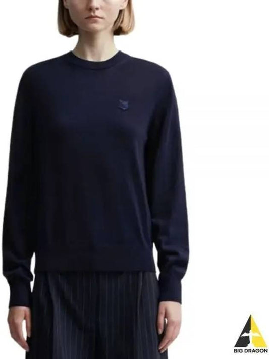 Bold Fox Head Wool Knit Top Ink Blue - MAISON KITSUNE - BALAAN 2