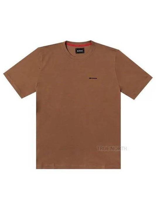 Men s UK1274E23 K302 Embroidered Logo Short Sleeve T Shirt Camel 1060230 - KITON - BALAAN 1