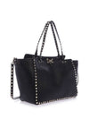 Rockstud Medium Tote Bag Black - VALENTINO - BALAAN 3