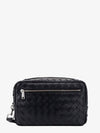 Intrecciato Leather Zipper Pouch Bag Black - BOTTEGA VENETA - BALAAN 1