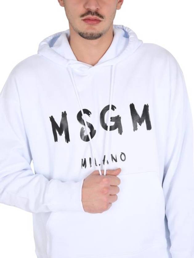 Milano Brushed Logo Cotton Hoodie White - MSGM - BALAAN 5