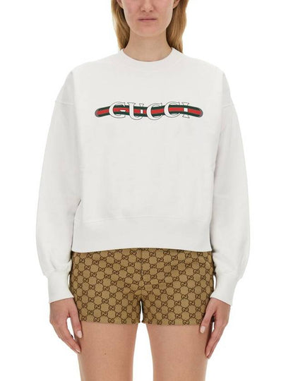 Print Cotton Jersey Sweatshirt White - GUCCI - BALAAN 2