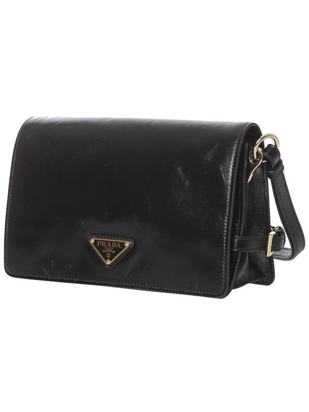 Triangle Logo Leather Shoulder Bag Black - PRADA - BALAAN 3