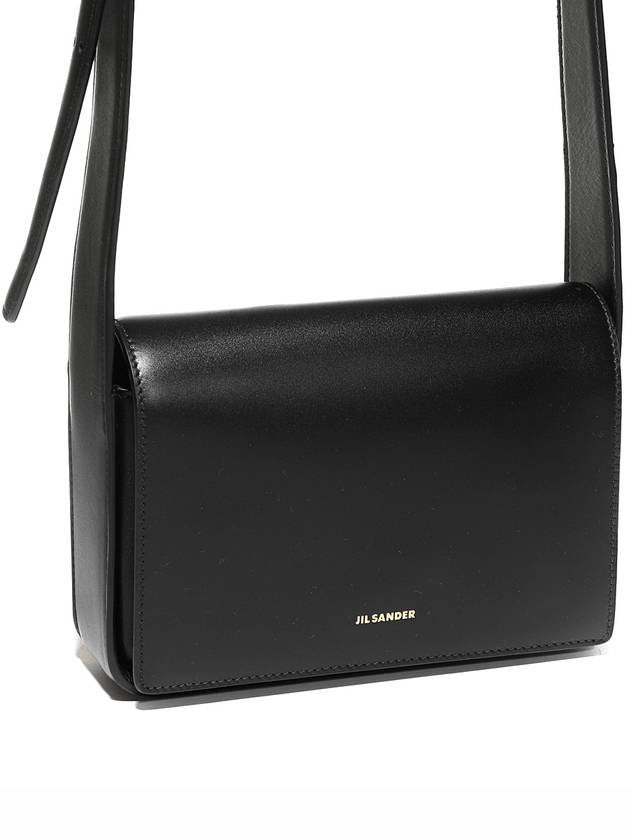 Embossed Logo Sling Small Calfskin Leather Shoulder Bag Black - JIL SANDER - BALAAN 4