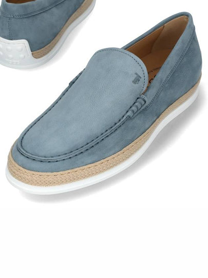 Men's Newbuck Embossed Logo Slip-On Loafers Blue - TOD'S - BALAAN 2