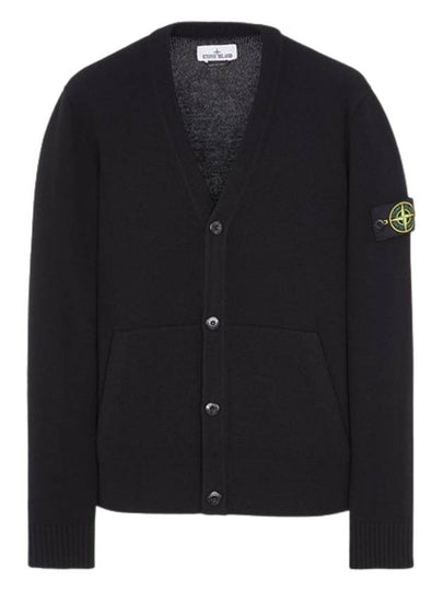 Men's Wappen Patch Button Cardigan Black - STONE ISLAND - BALAAN 2