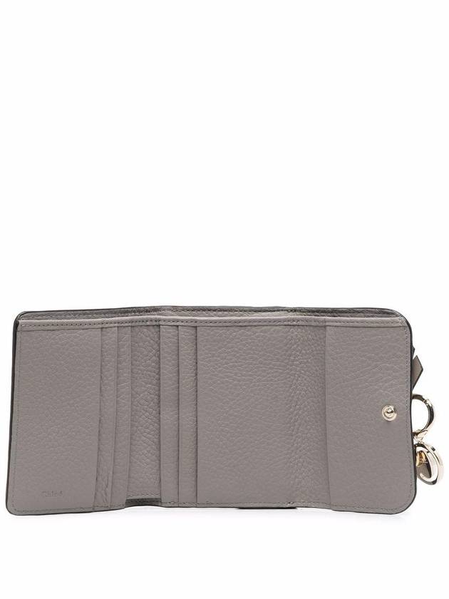 Alphabet Grain Leather Flap Small Half Wallet Grey - CHLOE - BALAAN 4