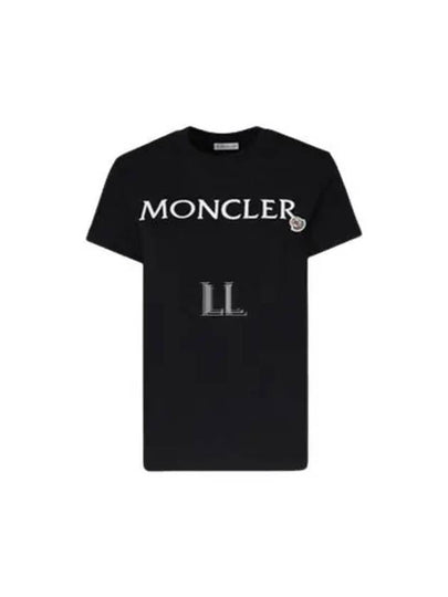 Women's Embroidered Logo Short Sleeve T-Shirt Black - MONCLER - BALAAN 2