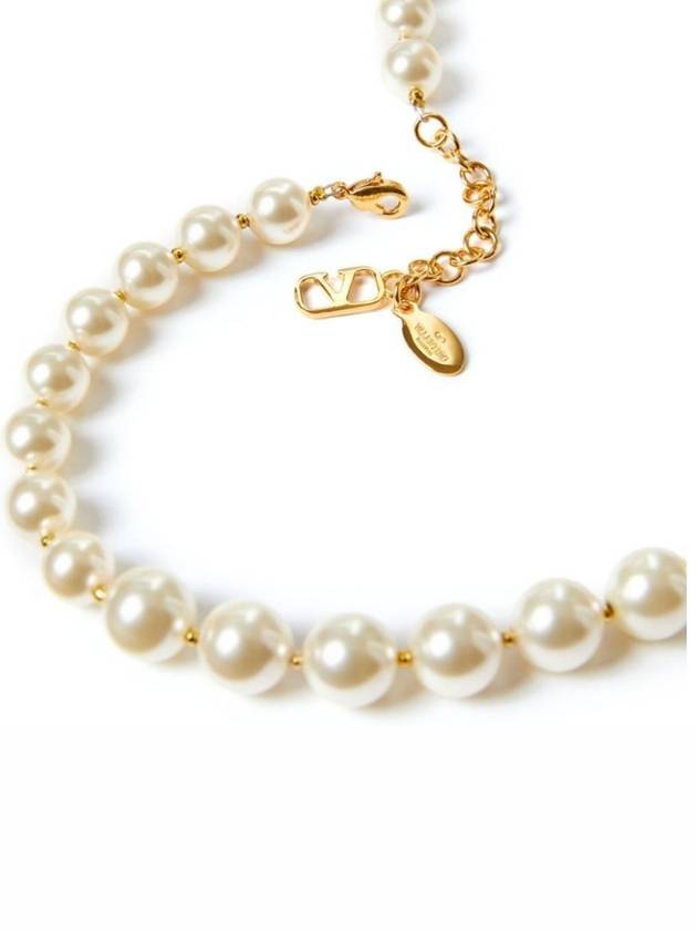 Pearl V logo necklace gold - VALENTINO - BALAAN 7