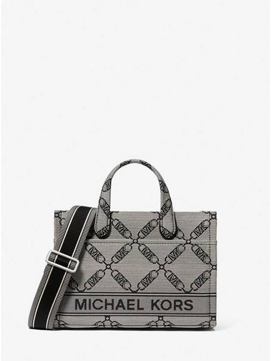 Gigi Small Empire Logo Jacquard Messenger Tote Bag Grey - MICHAEL KORS - BALAAN 1