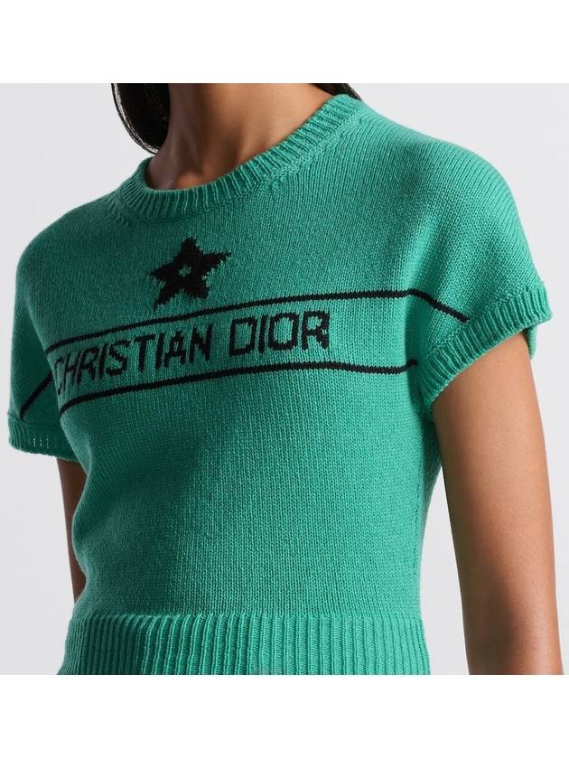 Dioriviera short sleeve sweater Aquamarina cashmere knit - DIOR - BALAAN 3