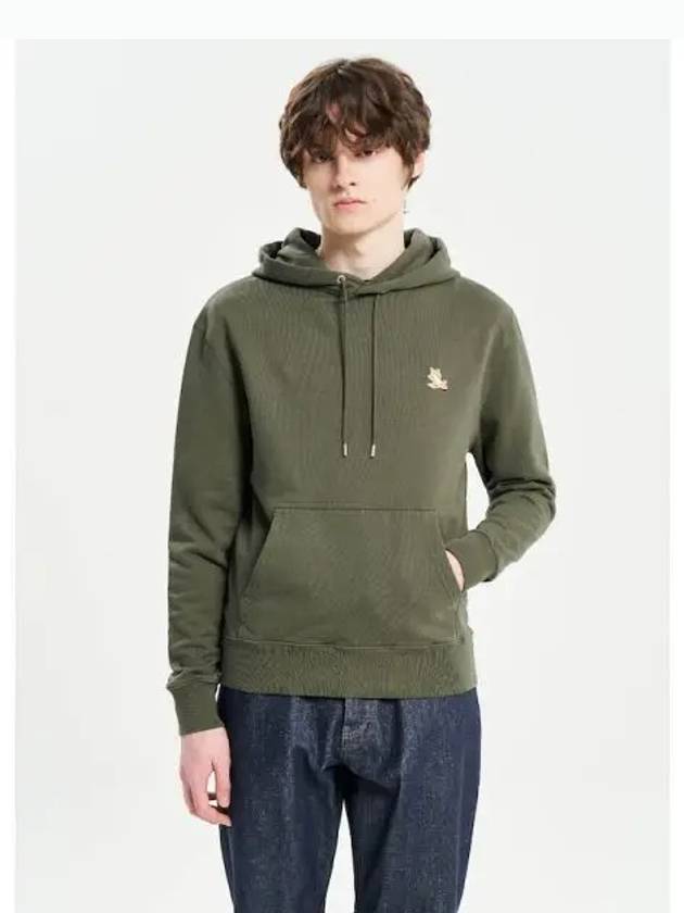 Men s Chillex Patch Regular Hooded Sweatshirt Hoodie Military Green Domestic Product - MAISON KITSUNE - BALAAN 1