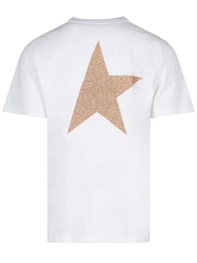 Men's Gold Star Glitter Logo Short Sleeve T-Shirt White - GOLDEN GOOSE - BALAAN 4