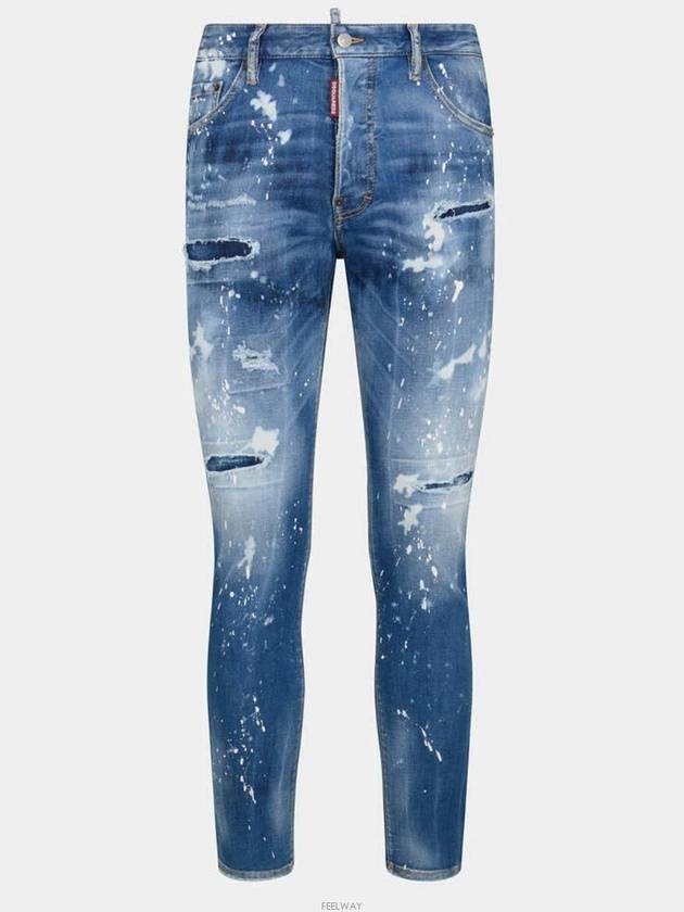 Paint Stretch Cotton Jeans Blue - DSQUARED2 - BALAAN 6