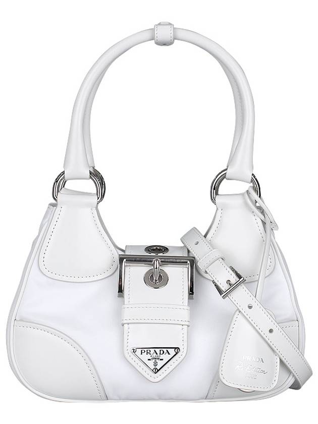 Moon Logo Re-Nylon Leather Tote Bag White - PRADA - BALAAN 3