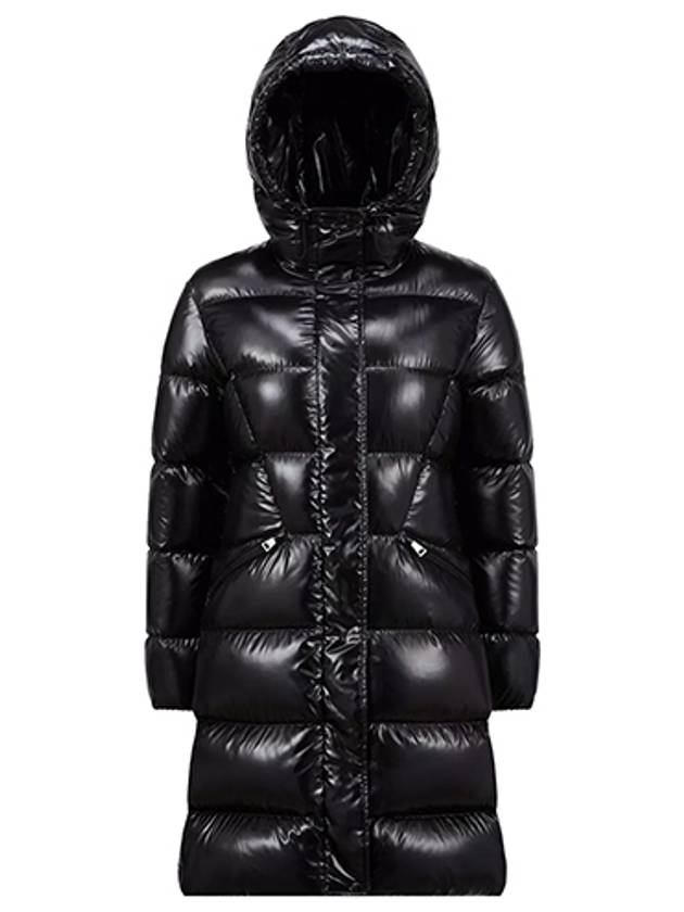 1C00038 5963V 999 BELLEVUE Logo Patch Hooded Down Long Padded Black Women s Jacket TJ - MONCLER - BALAAN 1