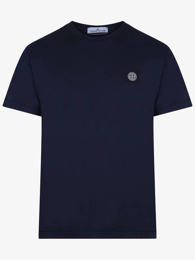 Logo Patch Short Sleeve T-Shirt Navy - STONE ISLAND - BALAAN 2