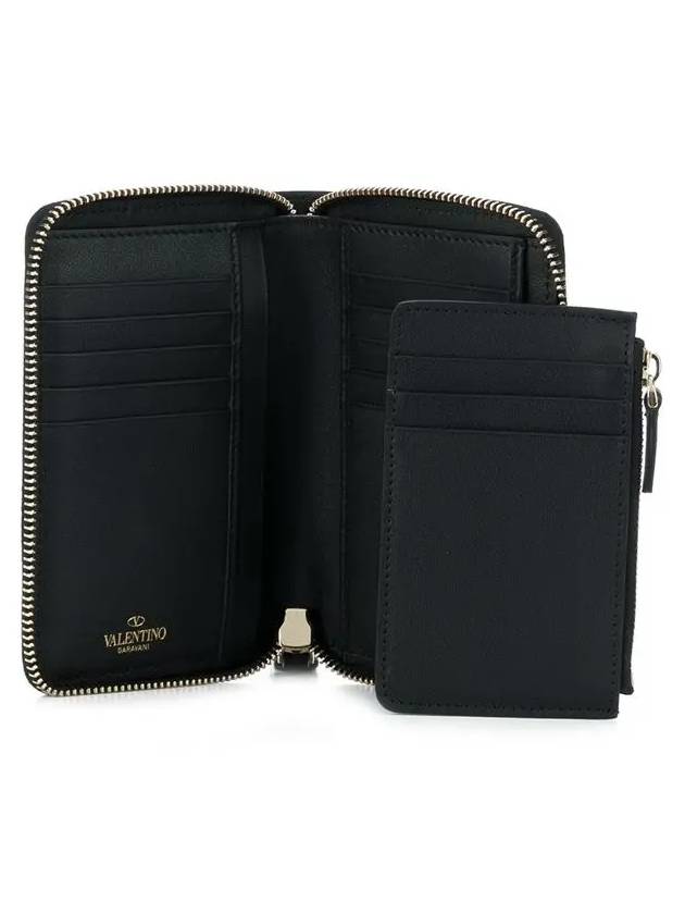 Rockstud Coin Zipper Medium Wallet Black - VALENTINO - BALAAN 5