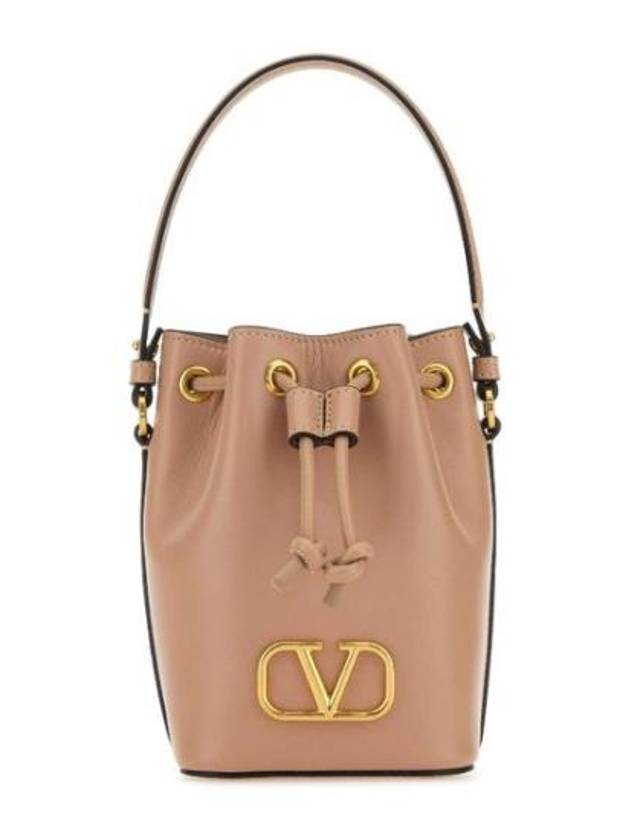 V Logo Signature Nappa Leather Bucket Bag Pink - VALENTINO - BALAAN 2