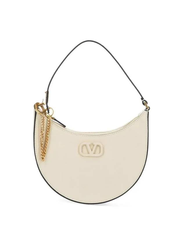 V Logo Hobo Leather Shoulder Bag Ivory - VALENTINO - BALAAN 1