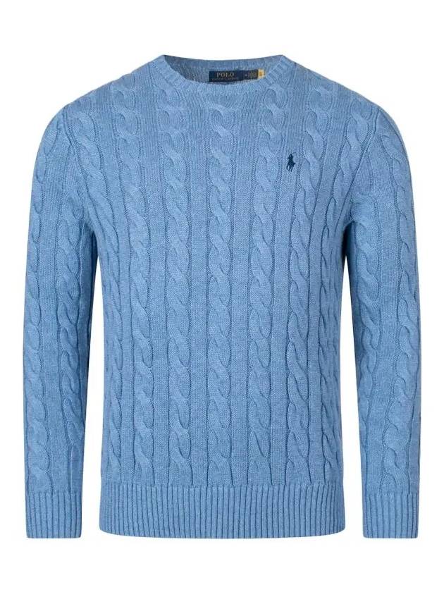 Embroidery Logo Cable Knit Top Blue - POLO RALPH LAUREN - BALAAN 2