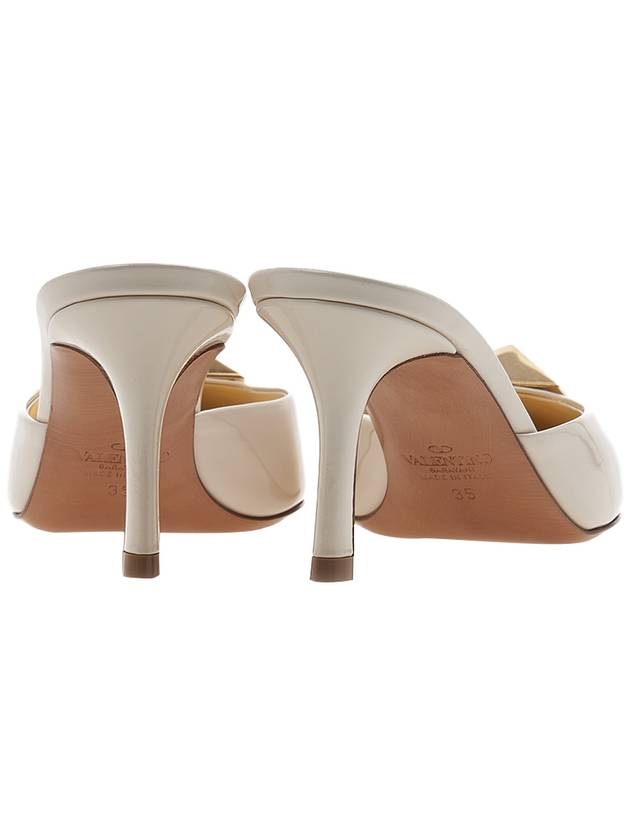 One-Stud Patent Leather Mule Beige - VALENTINO - BALAAN 5