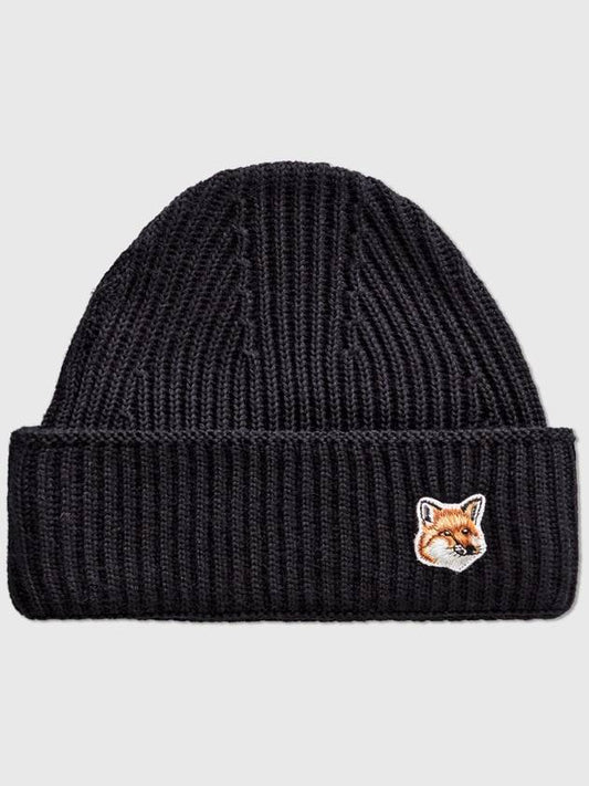 Fox Head Patch Ribbed Beanie Black - MAISON KITSUNE - BALAAN 2