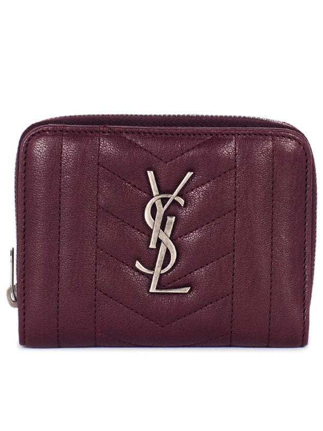 Mixed Half Wallet 437470 BRMO4 6127 Burgundy - SAINT LAURENT - BALAAN 1