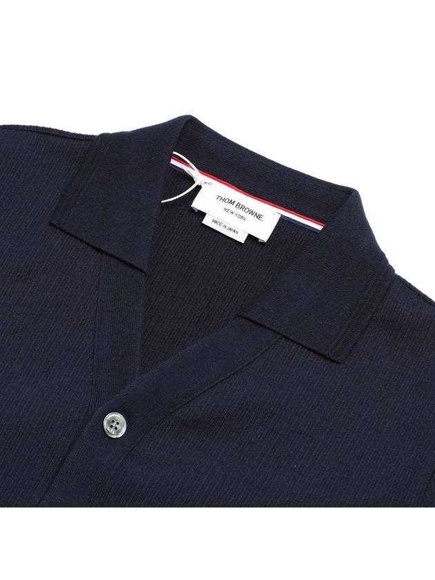 Logo Patch Rib Cardigan Navy - THOM BROWNE - BALAAN 4