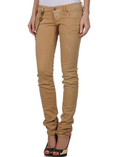 LA0279 022 Deering chain jeans beige slim pants - DSQUARED2 - BALAAN 1