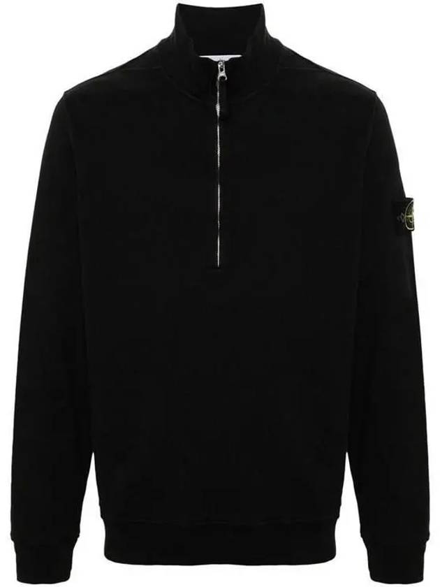 Logo Half Zipper Sweatshirt Black - STONE ISLAND - BALAAN 3