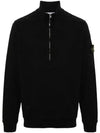 Logo Half Zipper Sweatshirt Black - STONE ISLAND - BALAAN 3