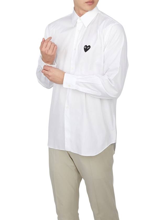 Heart Patch Poplin Long Sleeve Shirt White - COMME DES GARCONS PLAY - BALAAN 5