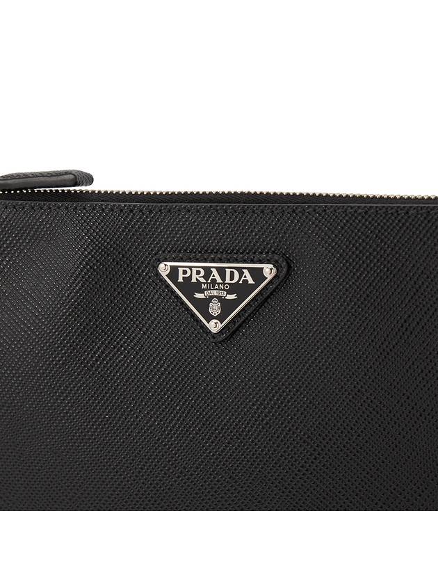 Small Saffiano Leather Pouch Black - PRADA - BALAAN 7