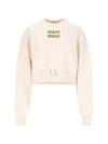 Embroidered Logo Cropped Sweatshirt Natural - MIU MIU - BALAAN 2