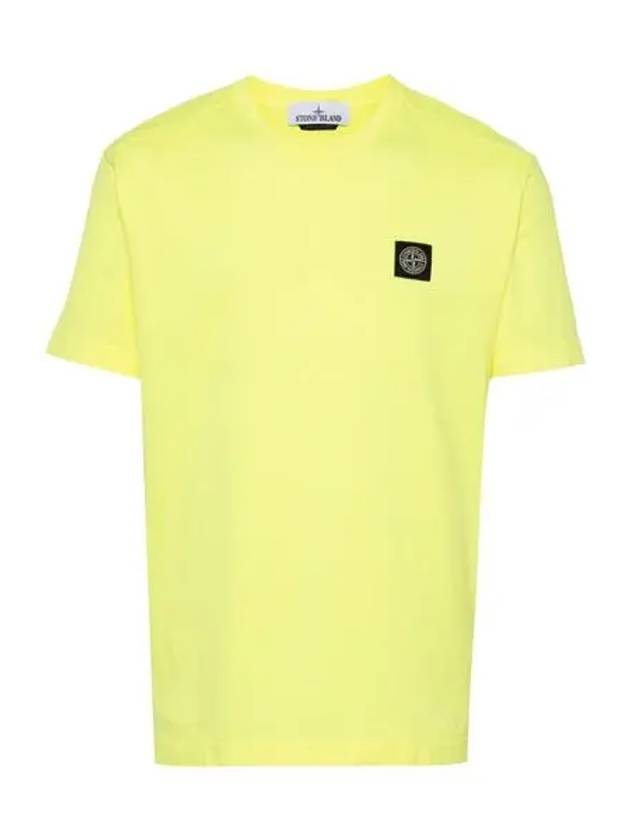 Logo Patch Short Sleeves T-Shirt Neon Yellow - STONE ISLAND - BALAAN 3