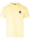 Logo Patch Short Sleeve T-Shirt Yellow - STONE ISLAND - BALAAN 1