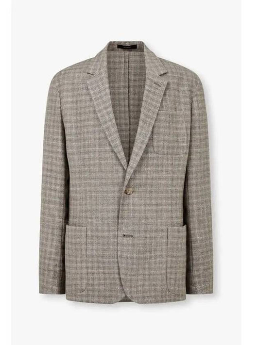 Check pattern linen wool single jacket dark beige - PAUL SMITH - BALAAN 1