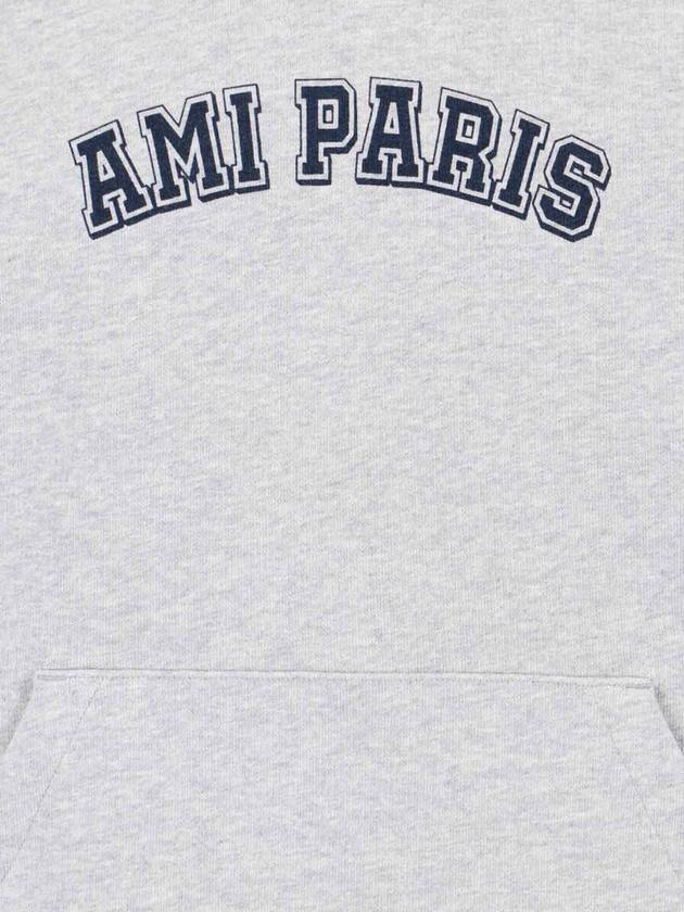 Classic Logo Print Hoodie Grey - AMI - BALAAN 4