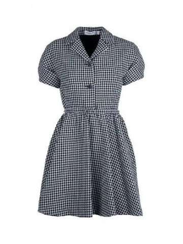 Dior houndstooth wool puff dress - DIOR - BALAAN 1