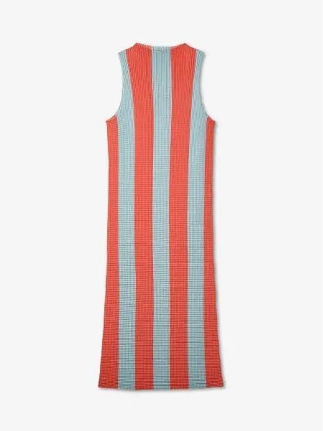 Textured Stripe Border Short Dress Red Pale Blue - SUNNEI - BALAAN 2