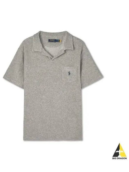 Custom Slim Fit Terry Polo Shirt Gray - POLO RALPH LAUREN - BALAAN 1