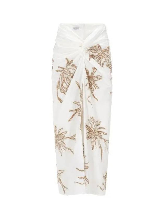 Shimaeul 8th Anniversary 10 e Point 9 8 Women s Sequin Flower Twist Skirt White 271907 - BRUNELLO CUCINELLI - BALAAN 1