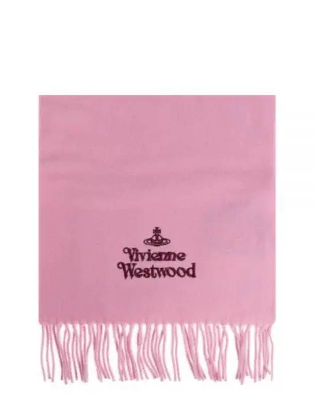 Logo Wool Fringe Muffler Pink - VIVIENNE WESTWOOD - BALAAN 2